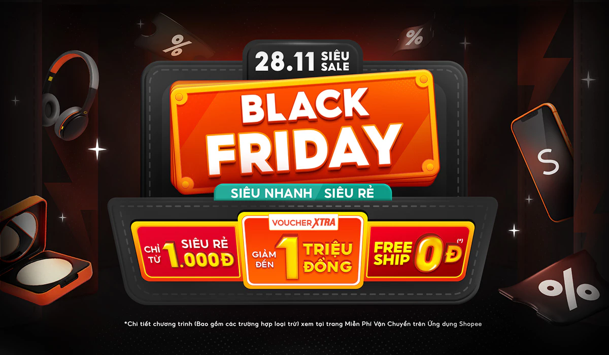 Shopee Black Friday 2025: Giảm đến 90%, FreeShip 0Đ Mọi Đơn
