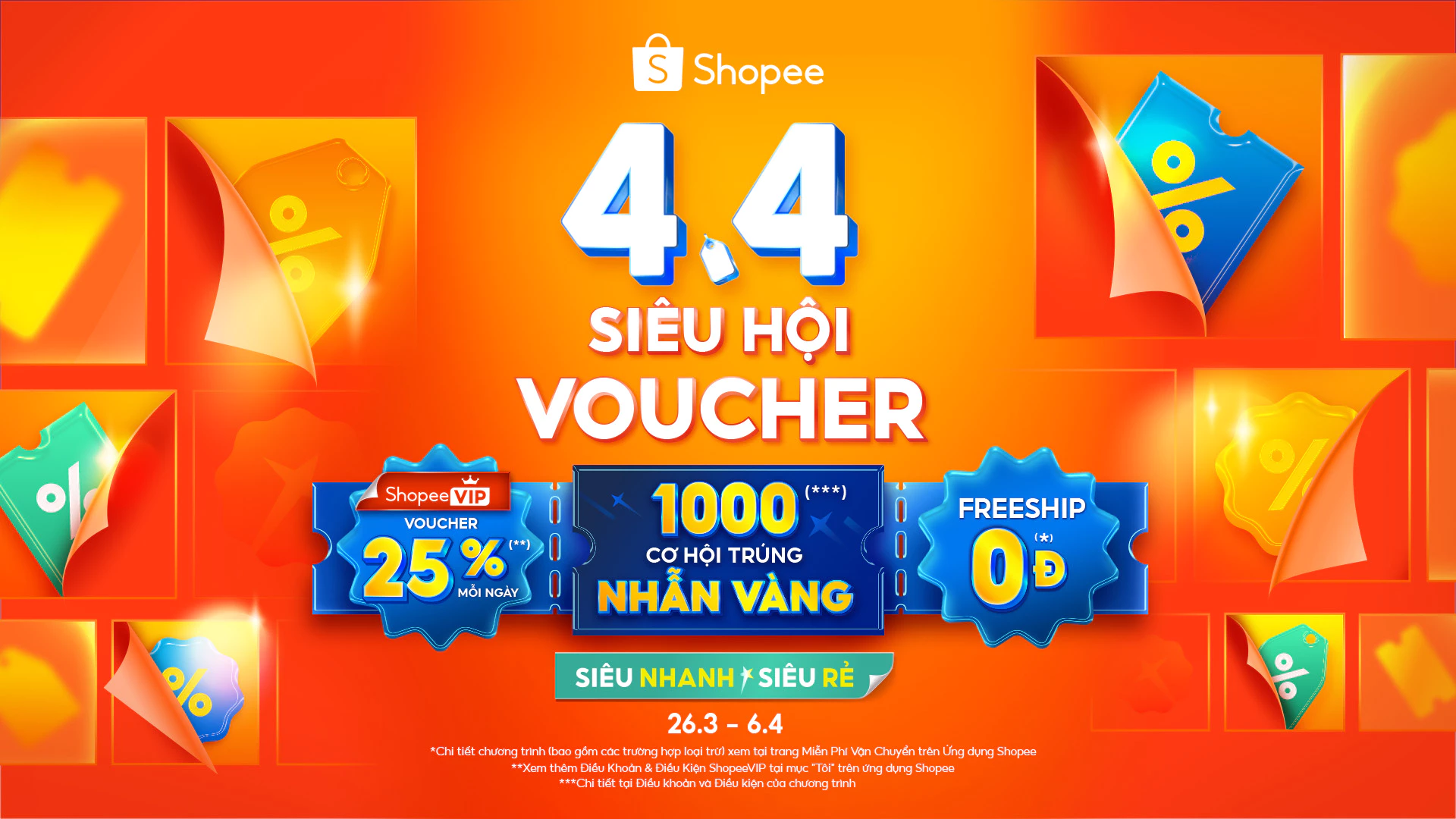 Shopee 4.4: Săn Deal sốc giảm tới 50%, Voucher Xtra lên tới 1 Triệu