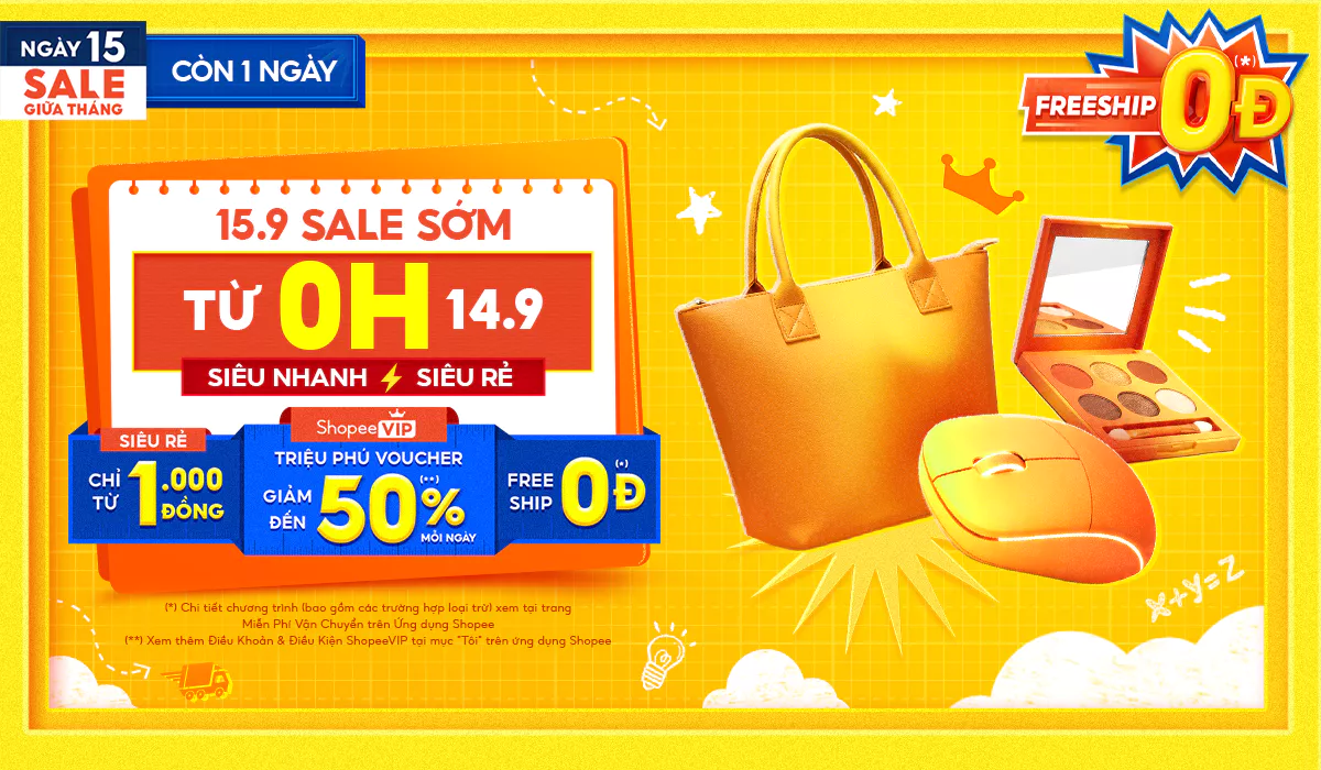 Shopee 15.9: Voucher Xtra 1 Triệu, FreeShip 0Đ Mọi Đơn